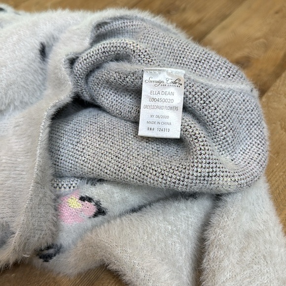 SOVEREIGN CODE Ella Dean Sweater, Grey/ Leopard Flowers Size 8 - Picture 7 of 8